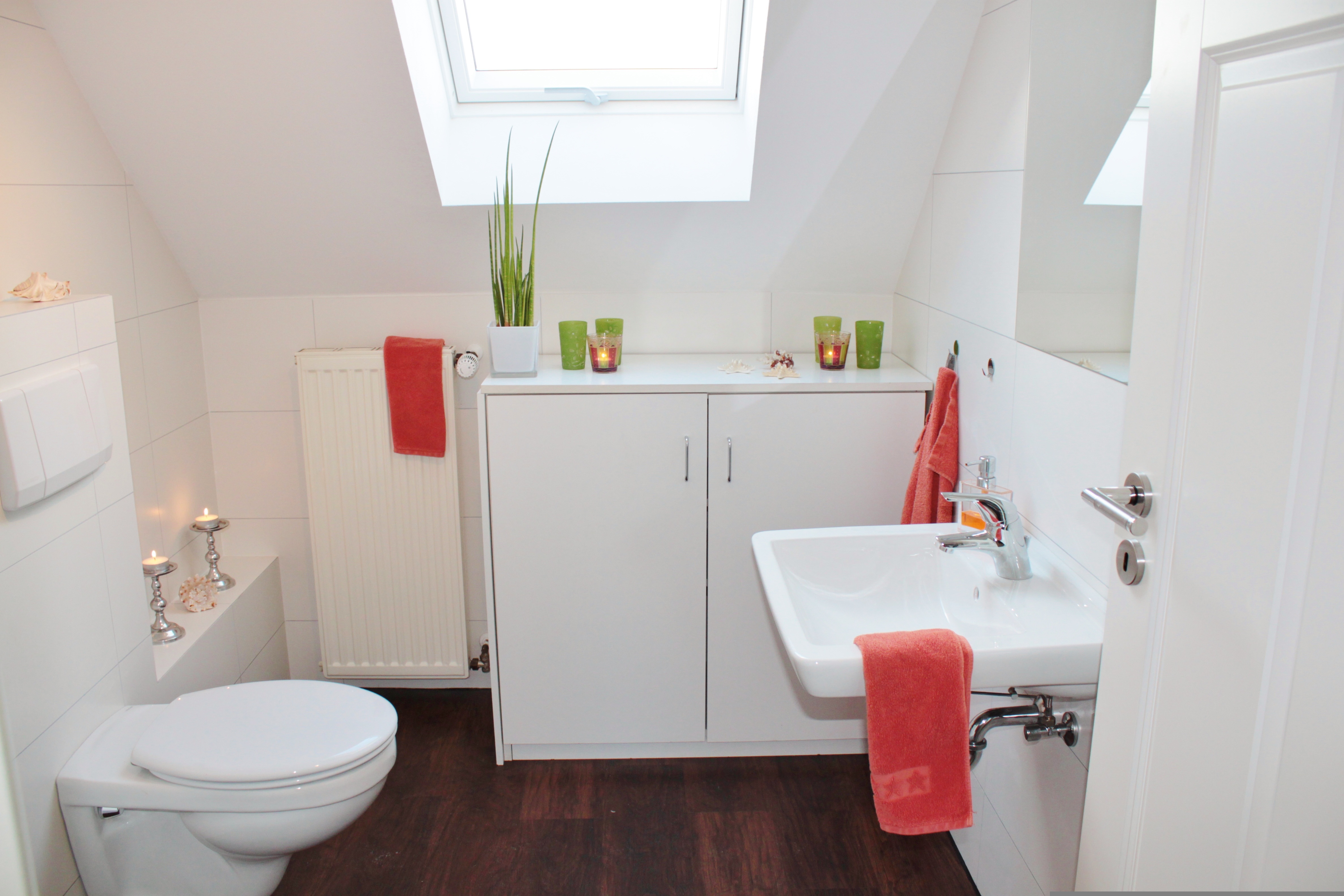 Modern renovated bathroom with clean white fittings